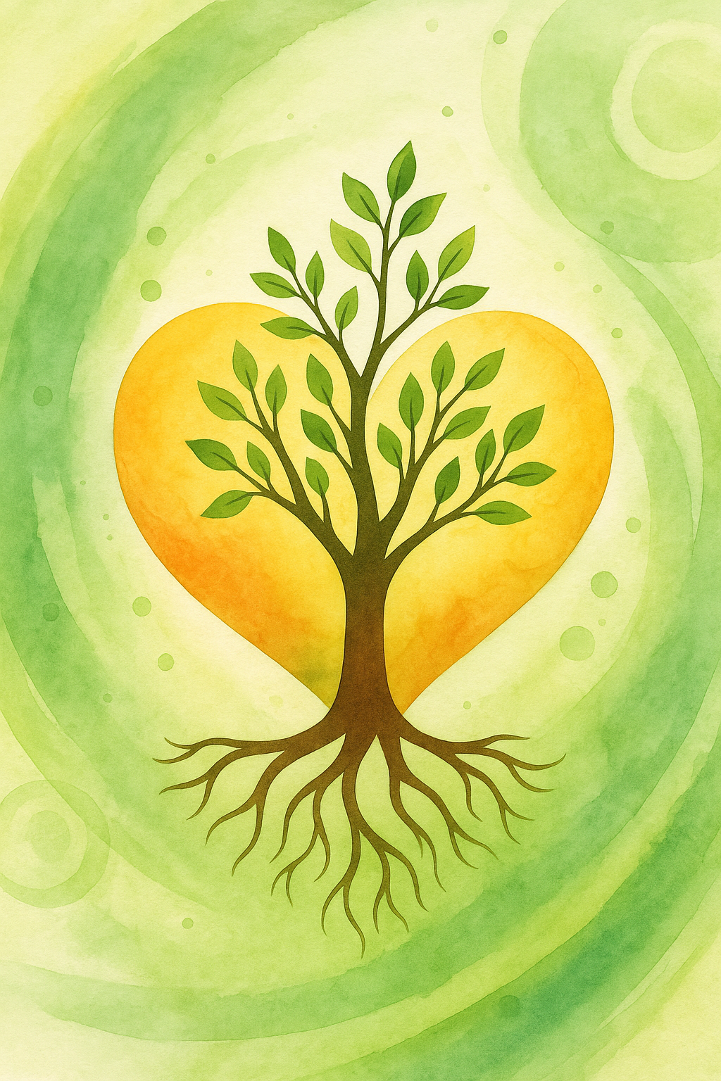 Árbol con corazón y raíces